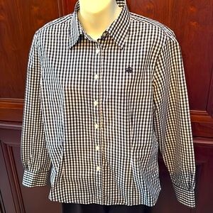Brooks Brothers 346 fitted shirt blouse. Size 10. Black and white check.